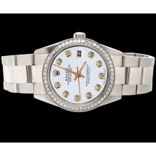 SS Oyster bracelet white diamond dial bezel perpetual rolex watch datejust