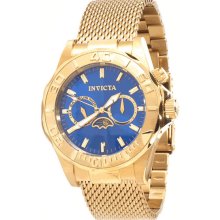 Stainless Steel 44mm Gold Tone Sea Wizard Blue Dial Timepiece