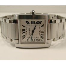 Stainless Steel Cartier Tank Francise Ref 2302 Wristwatch. Serviced