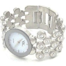 Stainless Steel Clear CZ Circle Links Fashion Watch WW107