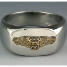 Stainless Steel Silver AIR Force Army Pilot Military RI...