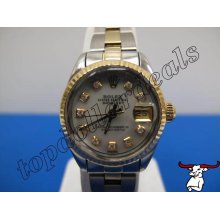 steel and gold date just rolex watch