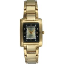 Steve Harvey Men's Gold Rectangular Black Dial Watch