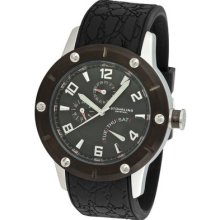 Stuhrling 622 Torino Lista Gmt Quartz Black Rubber Strap Mens Watch