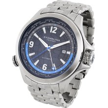 Stuhrling Original 285 331151 Now Voyager Gmt Auto World Timer Ss Mens Watch