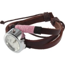 Stylish Leather Bangle Wrap Strap Bracelets String Twined Quartz Wrist Watch