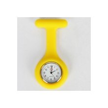 Stylish Silicone Nurse Quartz Brooch Pocket Watch Yellow