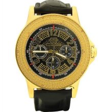 Super Techno by Joe Rodeo 0.10CT diamonds Watch Yellow Gold Tone Case M-6119