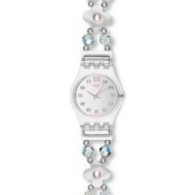 Swatch First Romance Flowers Crystals Beads Band Women's Bracelet Watch