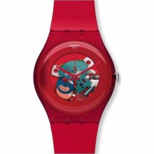 Swatch Red Lacquered Ladies Watch SUOR101