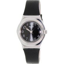 Swatch Women's Irony YSS268 Black Leather Swiss Quartz Watch with Black Dial