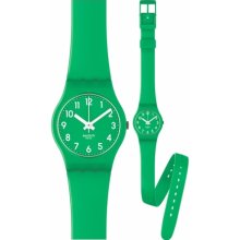 Swatch Women's Originals LG123 Green Rubber Quartz Watch with Green Dial