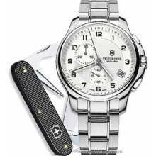 Swiss Army Mens Officers Chronograph with Dark Grey/Black Pocket Knife 241554.1