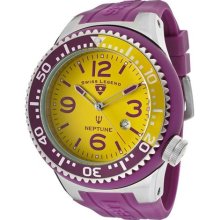 SWISS LEGEND Watches Men's Neptune Yellow Dial Deep Purple Silicone D