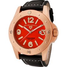 SWISS LEGEND Watches Men's Conqueror Red Dial Rose Gold Tone IP Case B