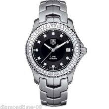 Tag Heuer Link Diamond Dial And Bezel Black Quartz Ss Watch Wj1117.ba0575