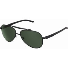 Tag Heuer - Sunglasses - Sun Vintage 0881 - Leather Detailing (Black/ Black Bar/ Black-Black Temples/ Green Precision Polarized (311) 60mm)