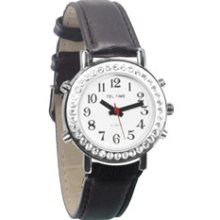 Tel Time Ladies Talking Watch Chrome Leather Span