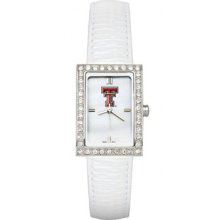 Texas Tech Red Raiders Ladies Allure Watch White Leather Strap LogoArt