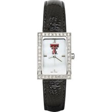 Texas Tech University Ladies Allure Watch Black Leather Strap