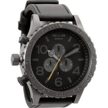 The 51-30 Chrono Leather Watch for All - One Size - All Gunmetal / Bla