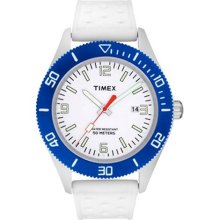 Timex Men's IQ T2N535 White Silicone Quartz Watch with White Dial ...