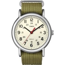 Timex Men's Weekender Olive Slip-through Strap Watch ...