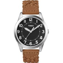 Timex Men's Weekender T2N755 Brown Calf Skin Quartz Watch with Black Dial