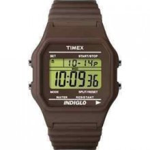 Timex T80 Brown Resin Strap Watch, Chronograph, Alarm, Indiglo, T2n212