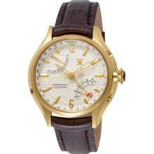 Timex Tx Luxury Mens 300 Series Perpetual Calendar Gold & Brown Watch T3c388