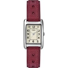 Timex Women's Weekender T2N906 Red Calf Skin Quartz Watch with Wh ...