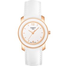 Tissot Cera Ladies White Quartz Gold Watch T9082099601700