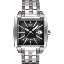 Tissot Men's 'Quadrato' Black Dial Stainless Steel Watch ...