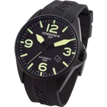 Torgoen T17301 Men's Automatic Movement Watch With Black Dial And Black Rubber Strap