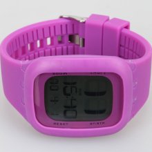 Touch Screen Silicone Band Digital LED Wrist Watch Dark Purple