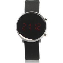 Trendy Mirror Round Boys Girls LED Digital Watch - Black