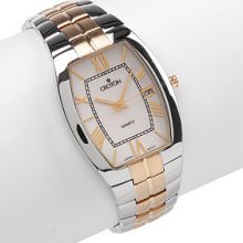 Two Tone Croton Men's Stainless Steel Quartz Watch - White Dial With Gold Hands