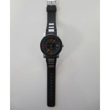 Unisex Black Silicon And Stainless Steel Ratius Watch With Coloured Dial