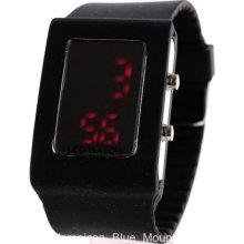 Unisex Casual Digital Led Watch Wide Silicone Band Black