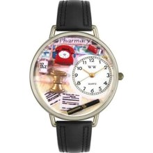 Unisex Pharmacist Black Padded Leather and Silvertone Watch in Si ...