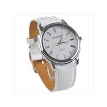 Unisex Quartz Wrist Watch w/ Synthetic Leather Strap - White