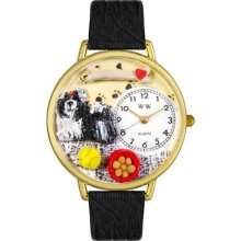 Unisex Shih-Tzu Black Skin Leather and Goldtone Watch in Gold ...