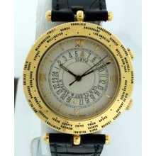 Van Cleef & Arpels Traveler With Alarm And World Time 18k Yellow Gold 36mm Watch