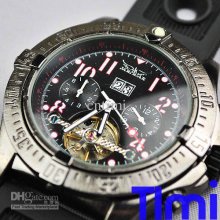 Vegan ..silica Gel Sport Style Mens Auto Mechanical Watch