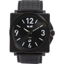 Vestal Quadra Men's Stainless Analog Watch - Black Leather Strap - Black Dial - QDR001