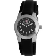 Victorinox Swiss Army Unisex Quartz Watch With Black Dial Analogue Display And Black Leather Strap V.25751.Cb