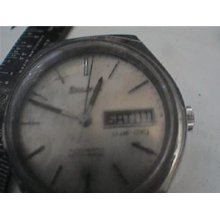 Vintage 1979 Bulova Day Date Auto Watch Runs 4 U2fix