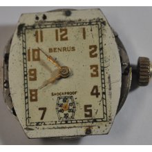 Vintage Benrus Wrist Movement 17 Jewels Model Mto Running 880