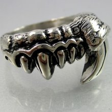 Vintage Biker Mens Black Silver Stainless Steel Hawk Sharp Claw Ring