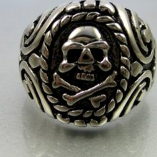 Vintage Biker Stainless Steel Skull Bone Mens Ring